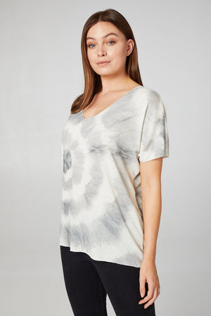 Grey | Tie Dye V-Neck T-Shirt