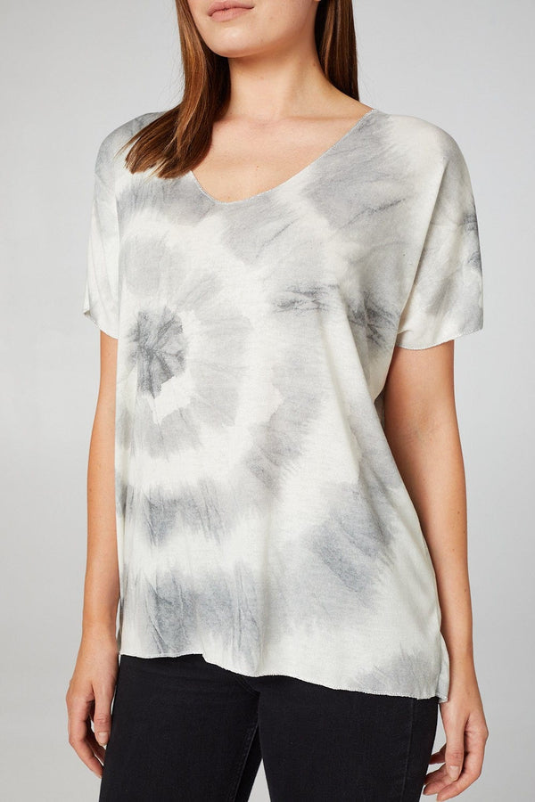 Grey | Tie Dye V-Neck T-Shirt