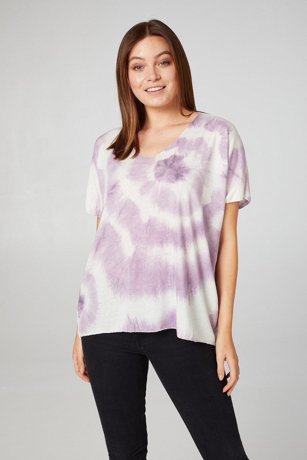 Purple | Tie Dye V-Neck T-Shirt