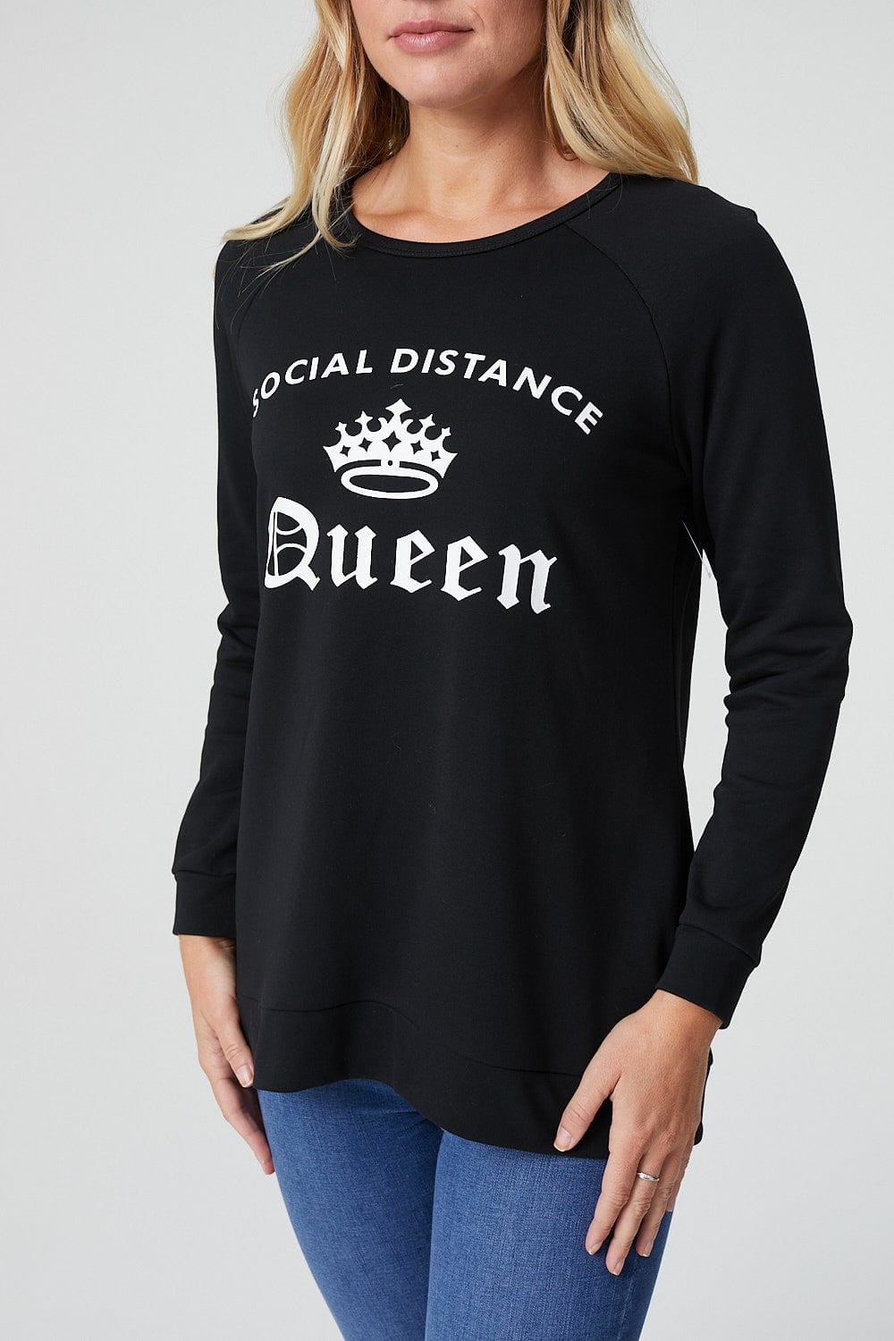 Black | Slogan Print Lounge Jumper