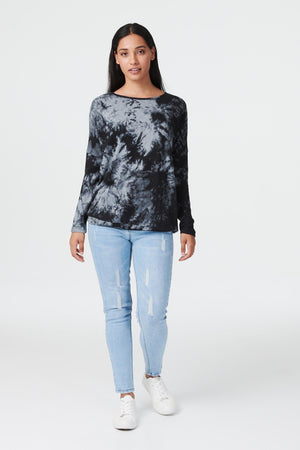 Black | Tie Dye Long Sleeve Oversized Jumper