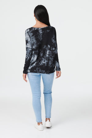 Black | Tie Dye Long Sleeve Oversized Jumper