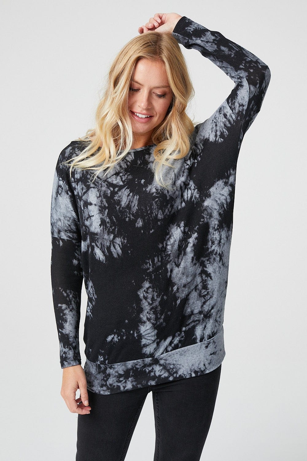 Black | Tie Dye Long Sleeve Oversized Jumper