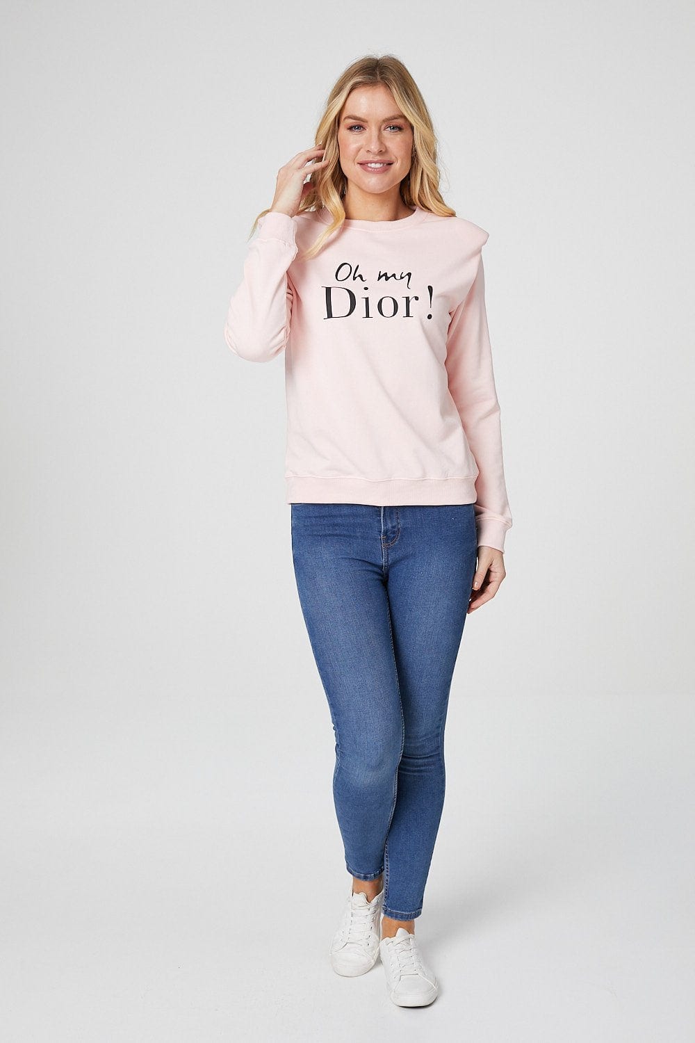 Pink | Graphic Print Power Shoulder Sweatshirt