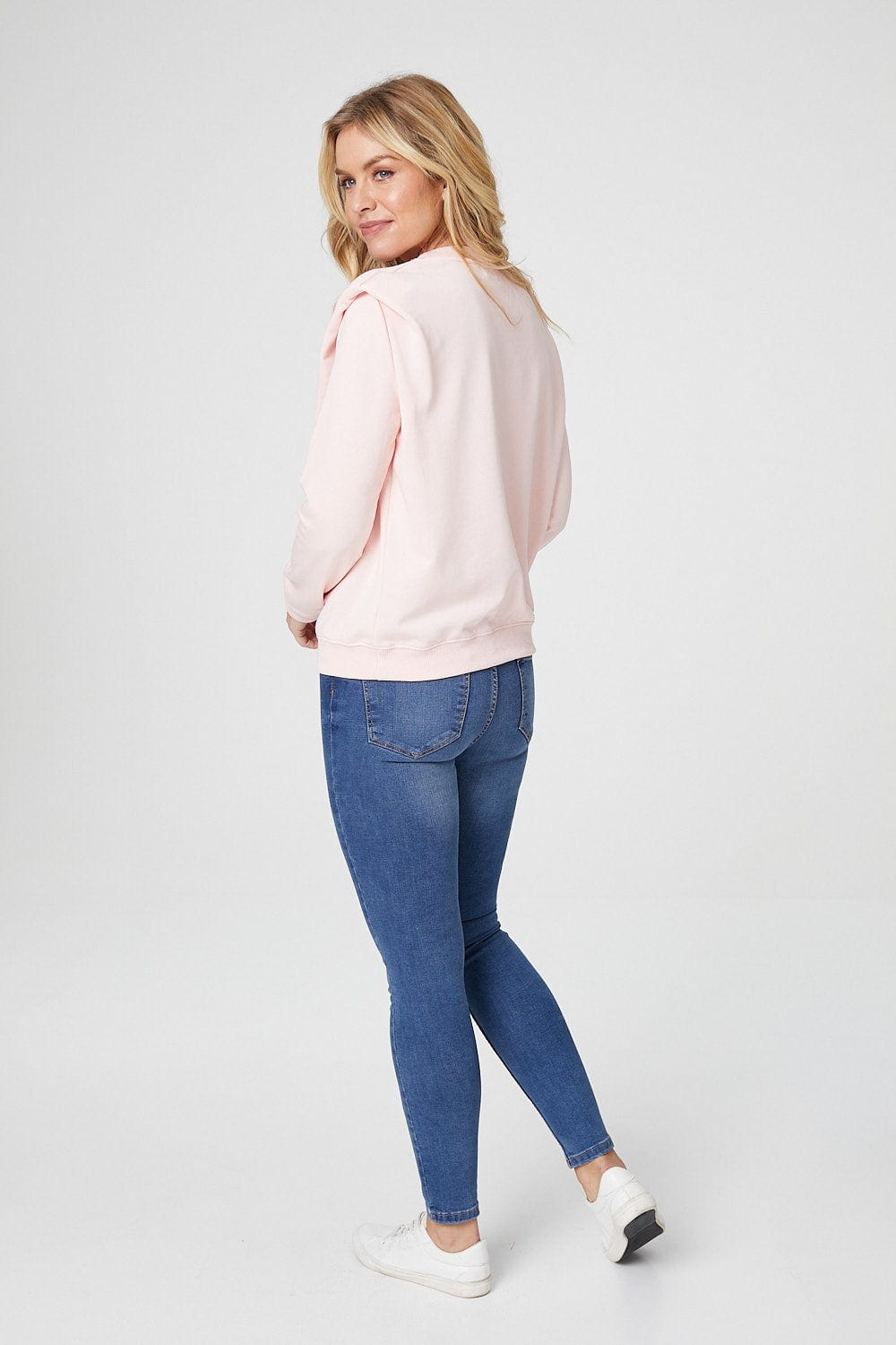 Pink | Graphic Print Power Shoulder Sweatshirt