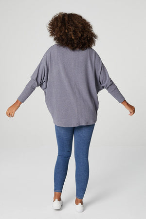 Grey | Batwing Sleeve Slouchy Jumper