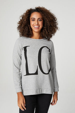Grey | Love Print Oversized Sweatshirt
