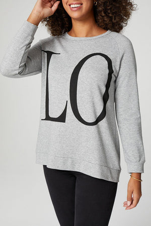 Grey | Love Print Oversized Sweatshirt