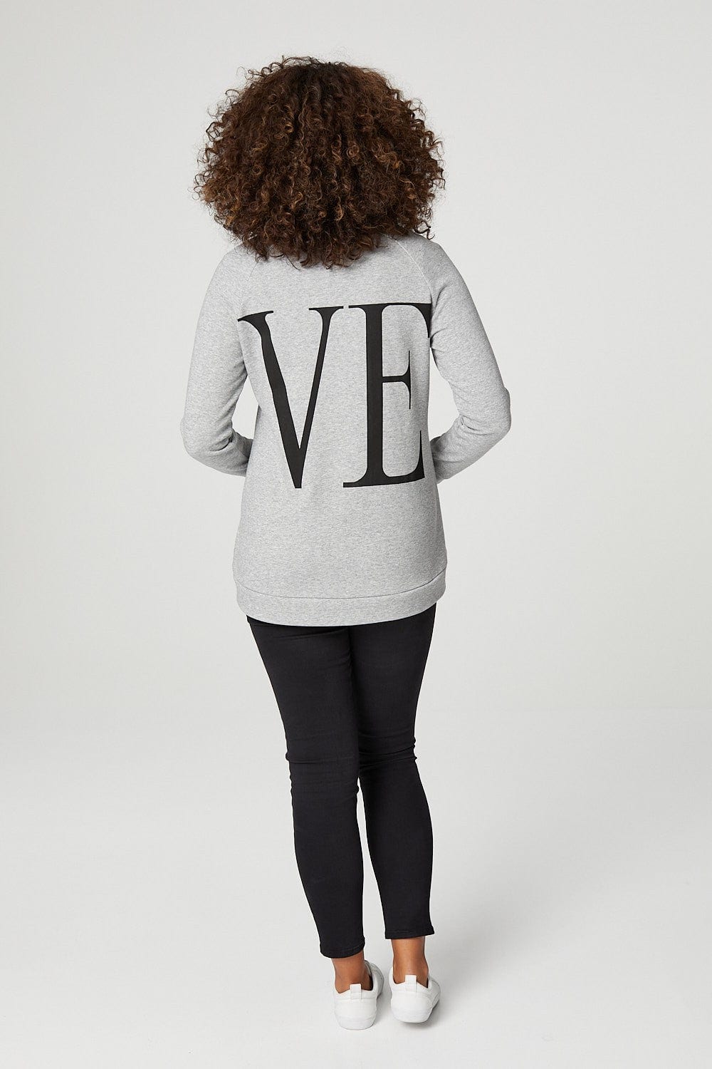 Grey | Love Print Oversized Sweatshirt
