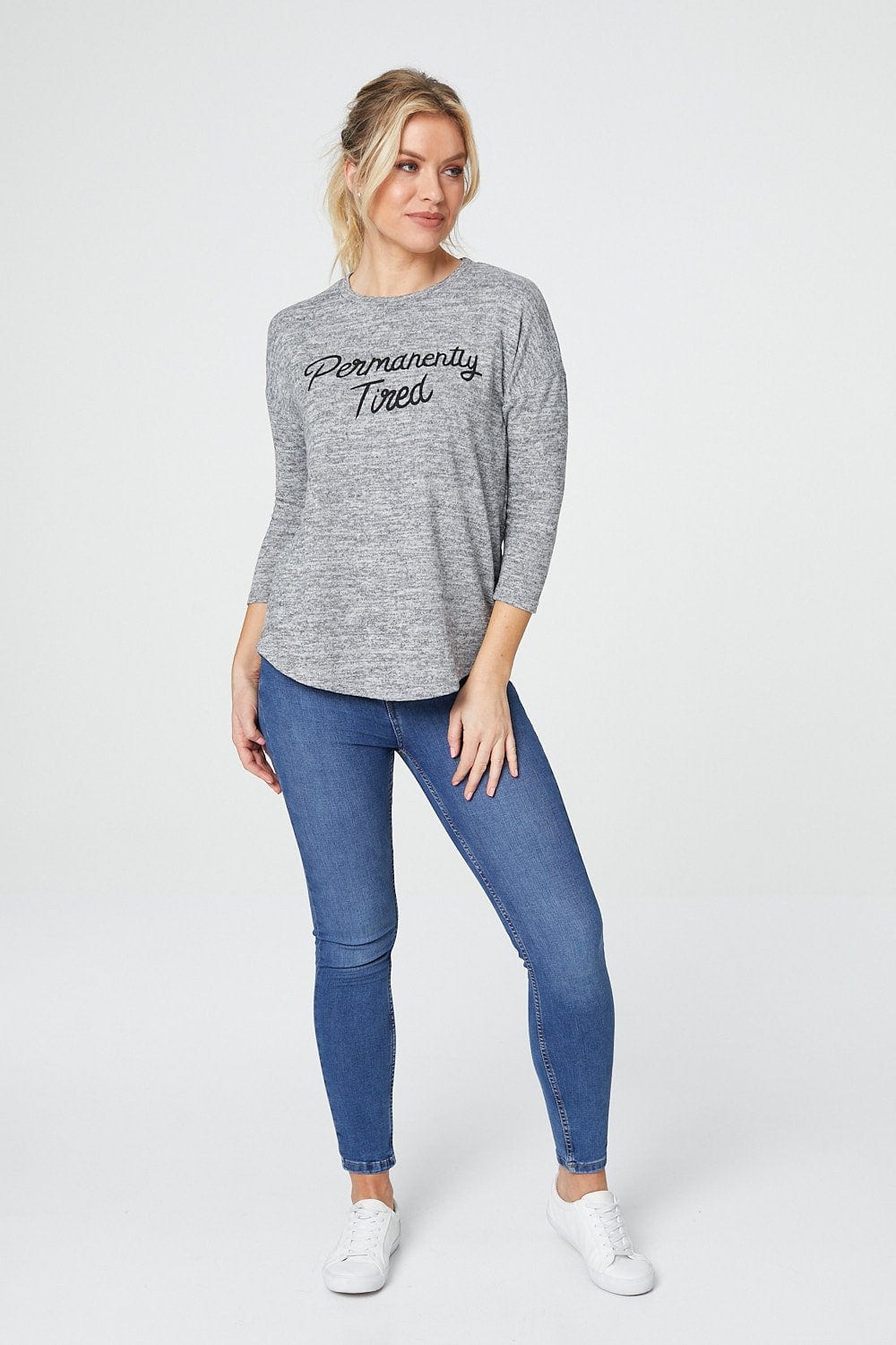 Grey | Logo Print 'Permanently Tiered' Top