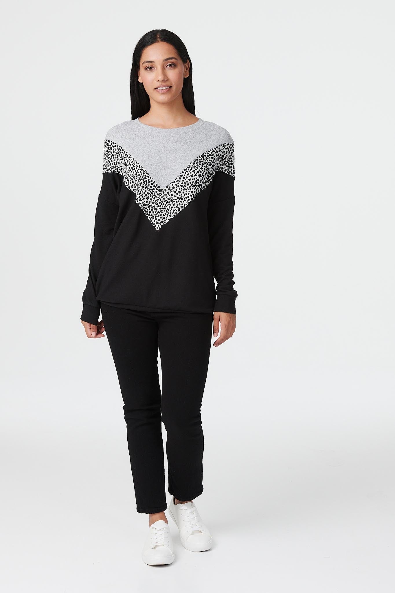 Grey | Animal Print Relaxed Jumper