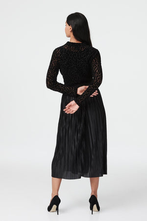 Black | Animal Print Sheer Mesh Top