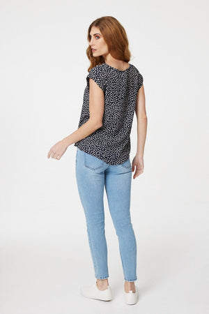 Navy | Ditsy Geo Print Relaxed T-Shirt