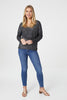 Black | Embossed Logo Print Slouchy Top