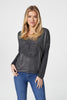 Black | Embossed Logo Print Slouchy Top