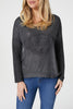 Black | Embossed Logo Print Slouchy Top