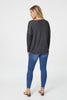 Black | Embossed Logo Print Slouchy Top