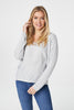 Grey | Embossed Logo Print Slouchy Top
