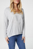 Grey | Embossed Logo Print Slouchy Top