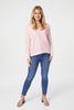 Pink | Embossed Logo Print Slouchy Top