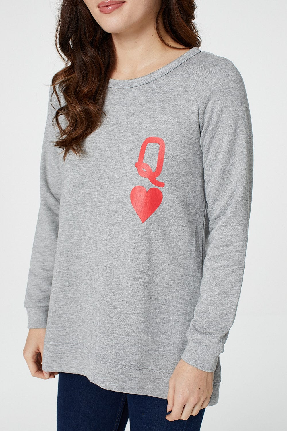 Grey | Queen of Hearts Relaxed Jumper