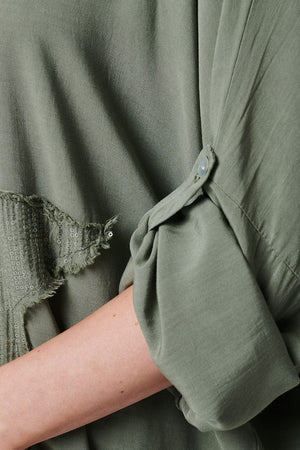 Khaki | Sequin Star Motif Oversized Top