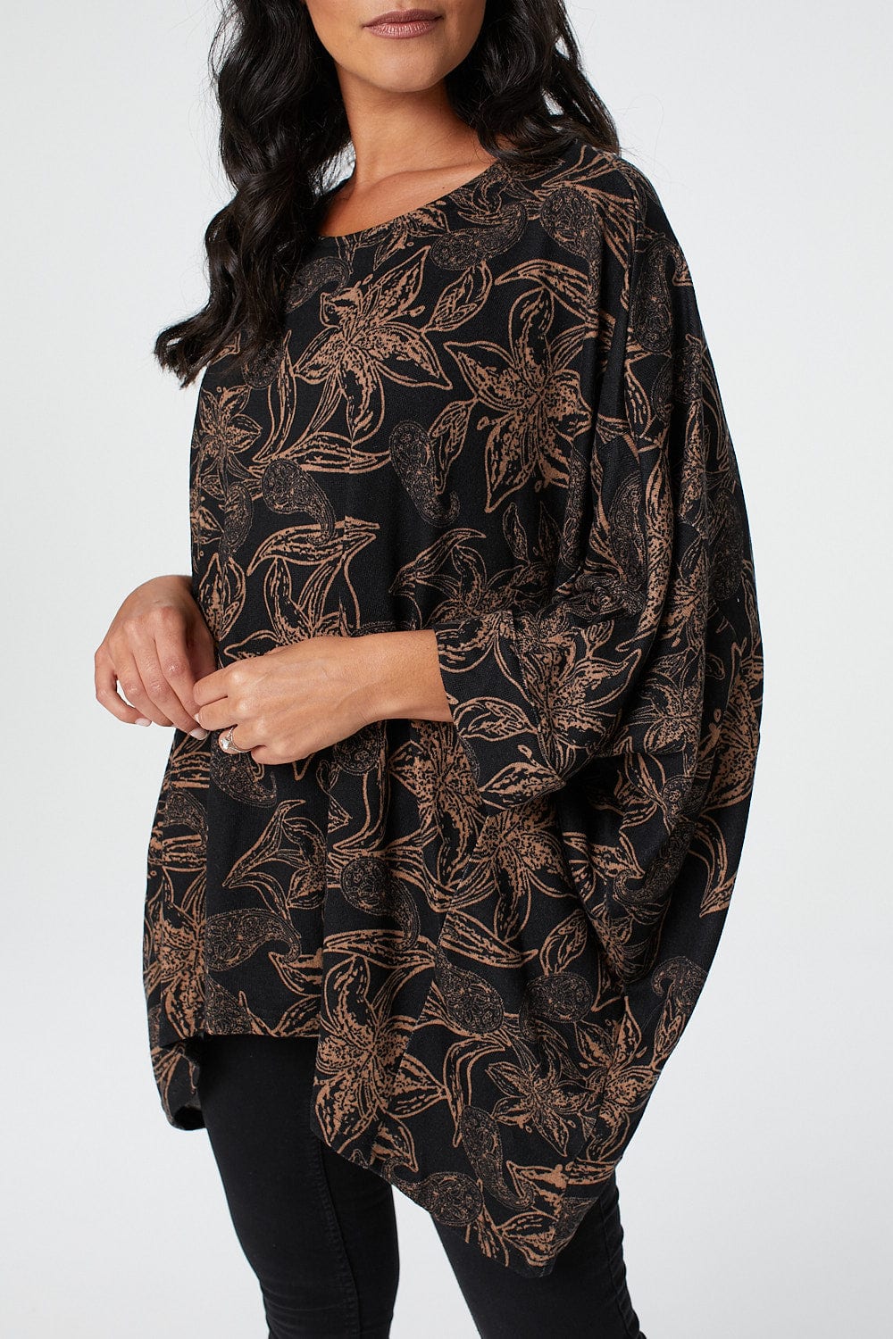 Beige | Floral Oversized Top