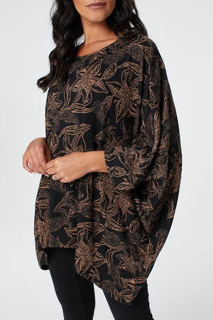 Beige | Floral Oversized Top