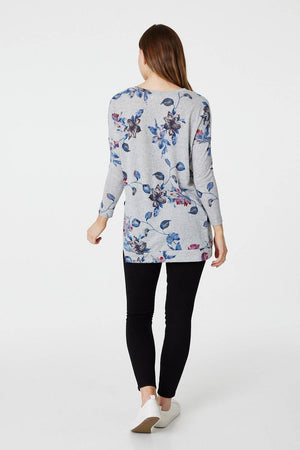 Blue | Floral Long Sleeve Relaxed Jumper
