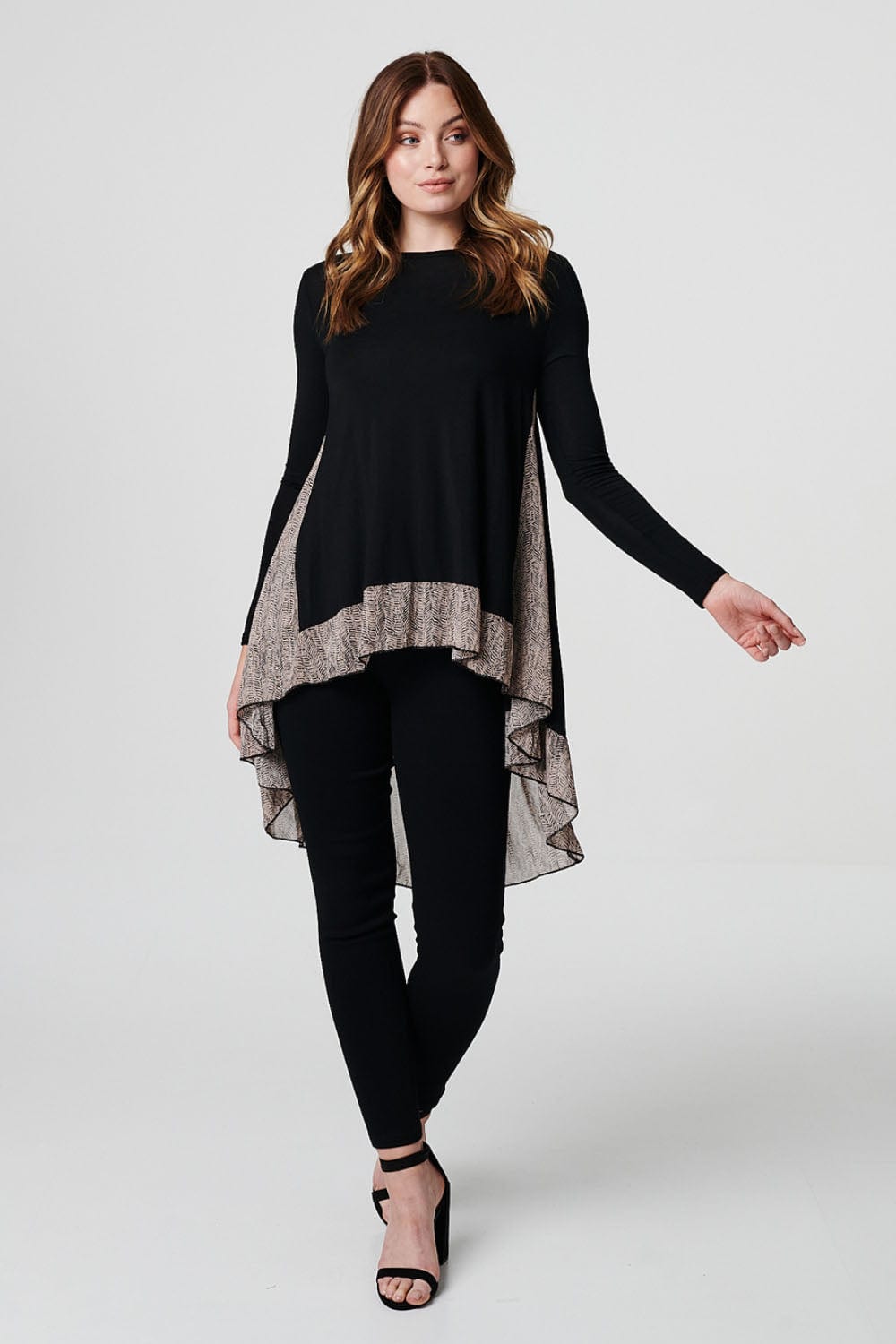 Pink | Long Sleeve Contrast Panel T-Shirt