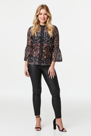 Black | Ditsy Floral Lace Blouse