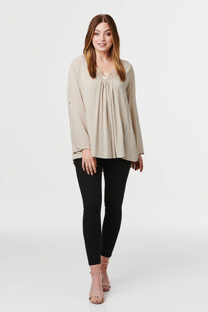 Beige | Sequin Embellished Blouse