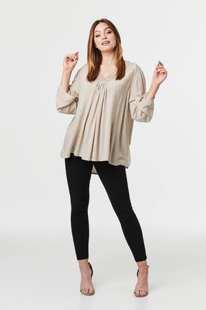 Beige | Sequin Embellished Blouse