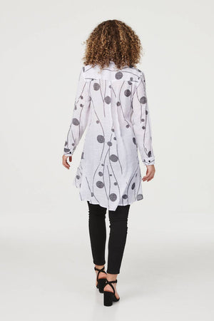 White | Polka Dot Button Front Shirt