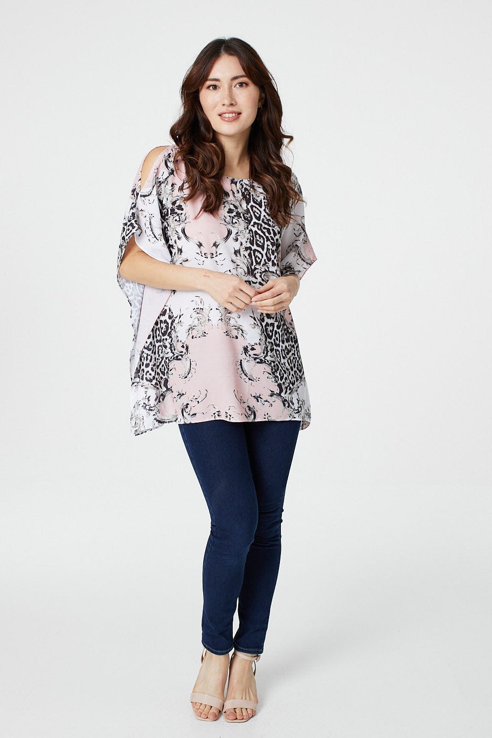 Pink | Leopard Print Batwing Blouse