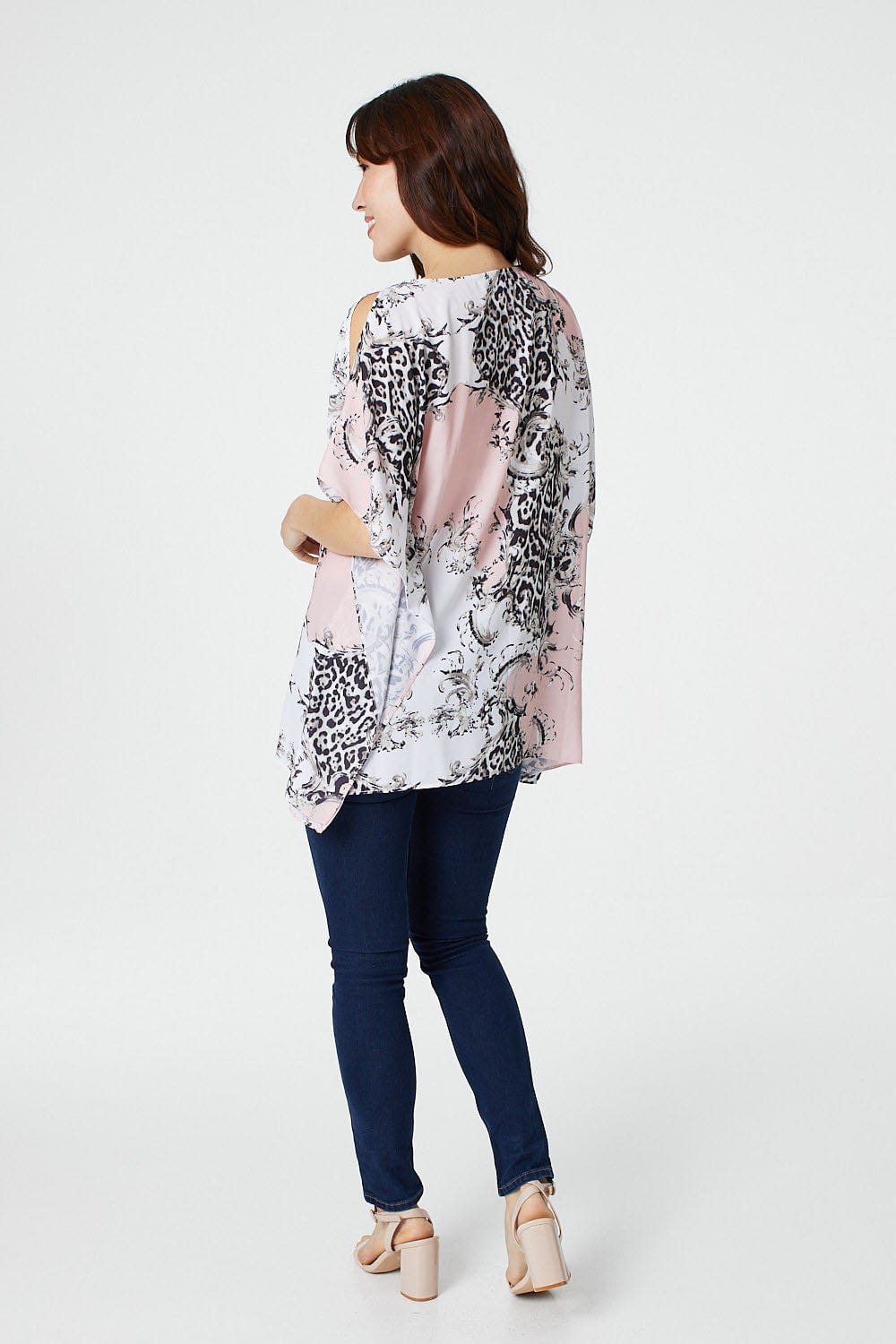 Pink | Leopard Print Batwing Blouse