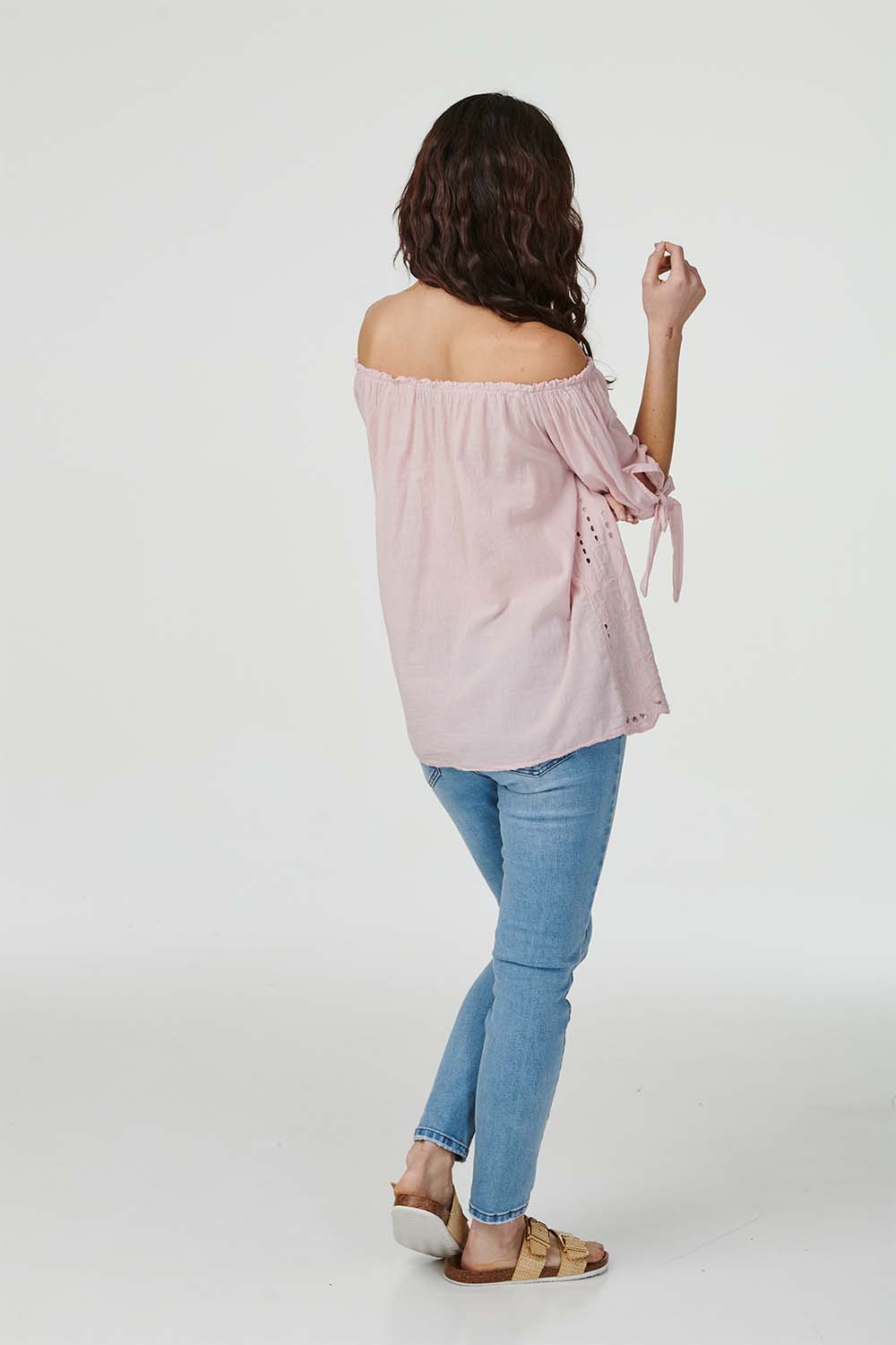 Pink | Embroidered Off The Shoulder Blouse