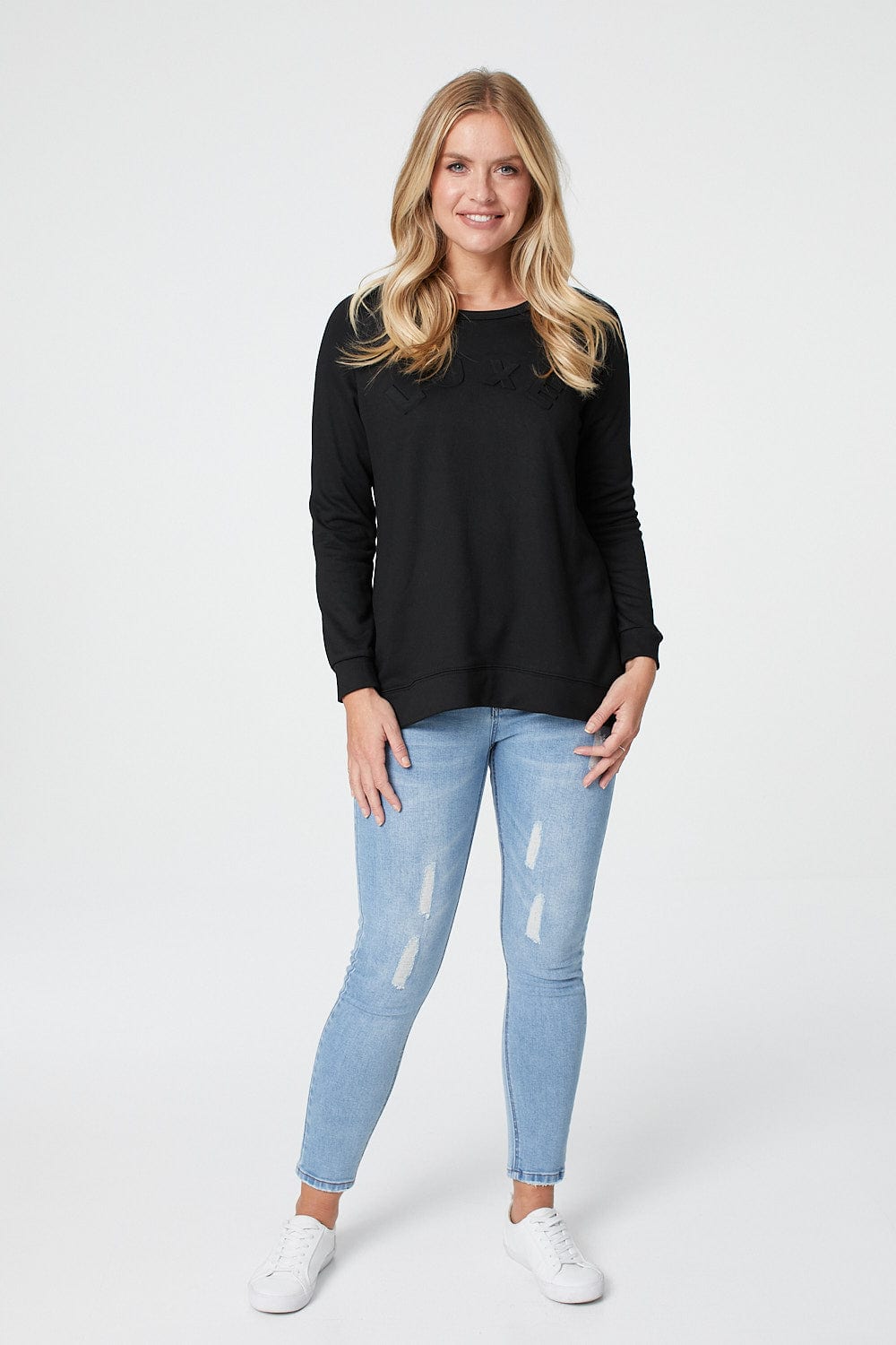 Black | Luxe Printed Relaxed Jumper