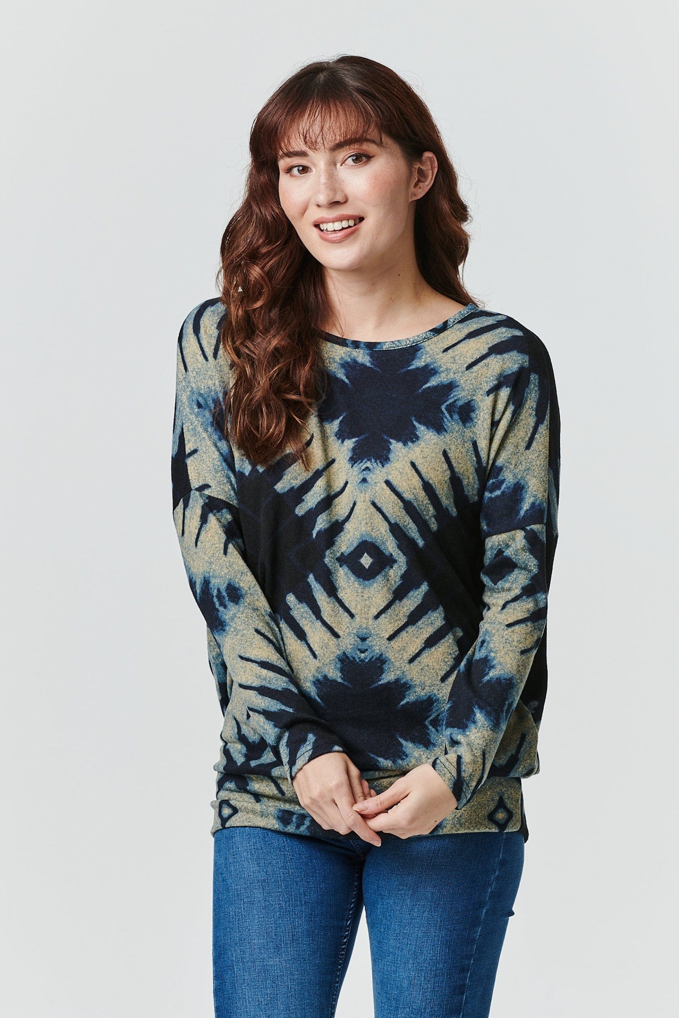 Navy | Tie Dye Relaxed Jumper