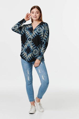 Navy | Tie Dye Zip Front Jumper