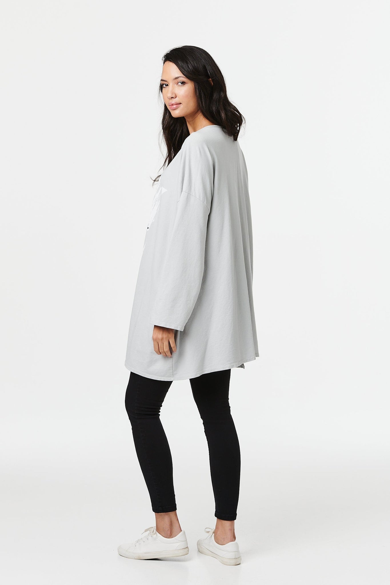 Grey | Star Print Oversized T-Shirt
