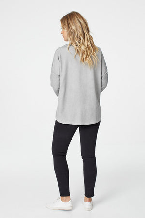 Grey | Star Print Long Sleeve Sweatshirt