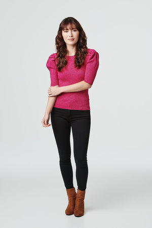 Pink | Short Sleeve Knit Top