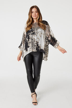 Black | Animal Print Chiffon Blouse