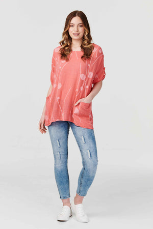 Coral | Polka Dot Oversized Blouse