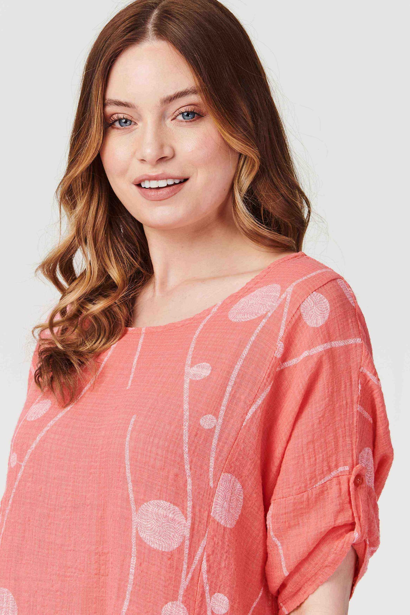 Coral | Polka Dot Oversized Blouse