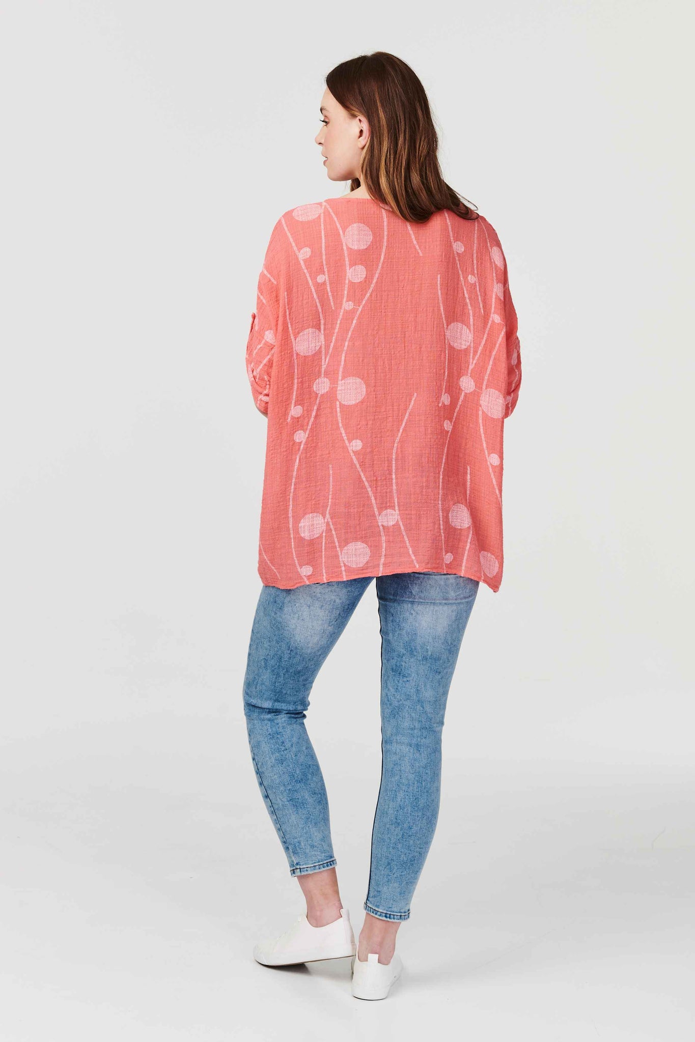 Coral | Polka Dot Oversized Blouse