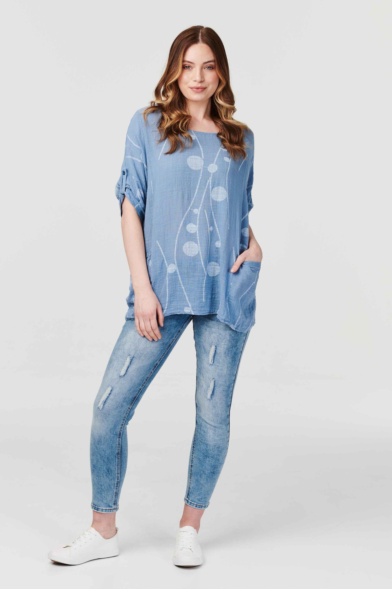 Navy | Polka Dot Oversized Blouse