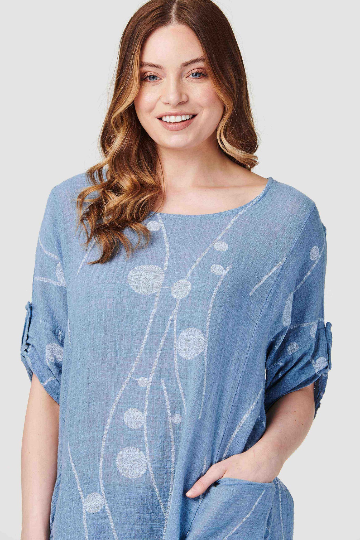 Navy | Polka Dot Oversized Blouse
