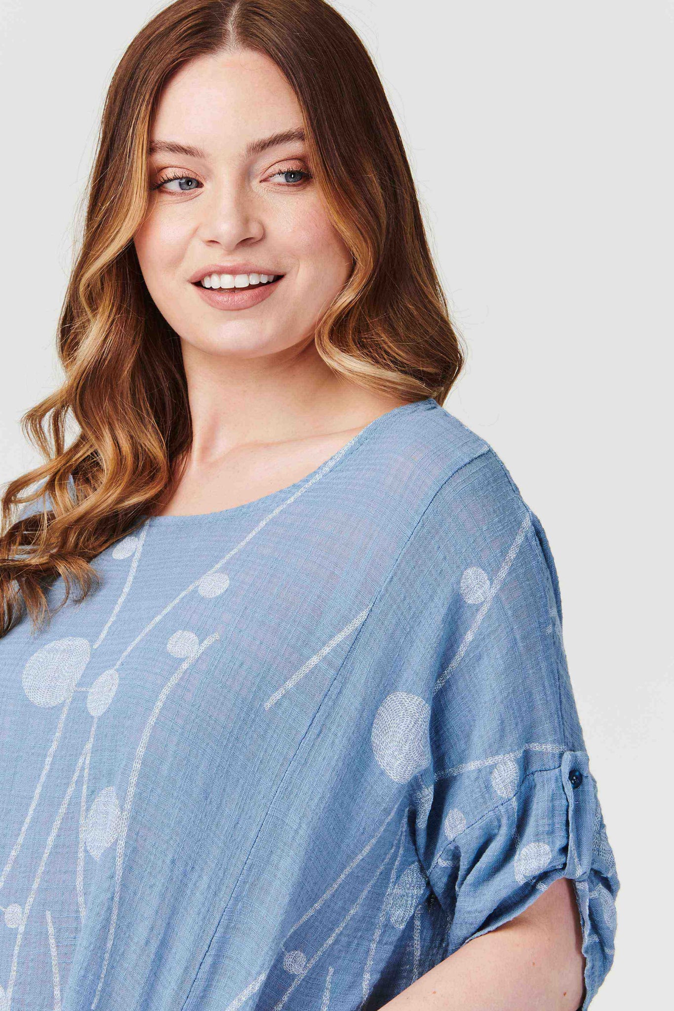 Navy | Polka Dot Oversized Blouse